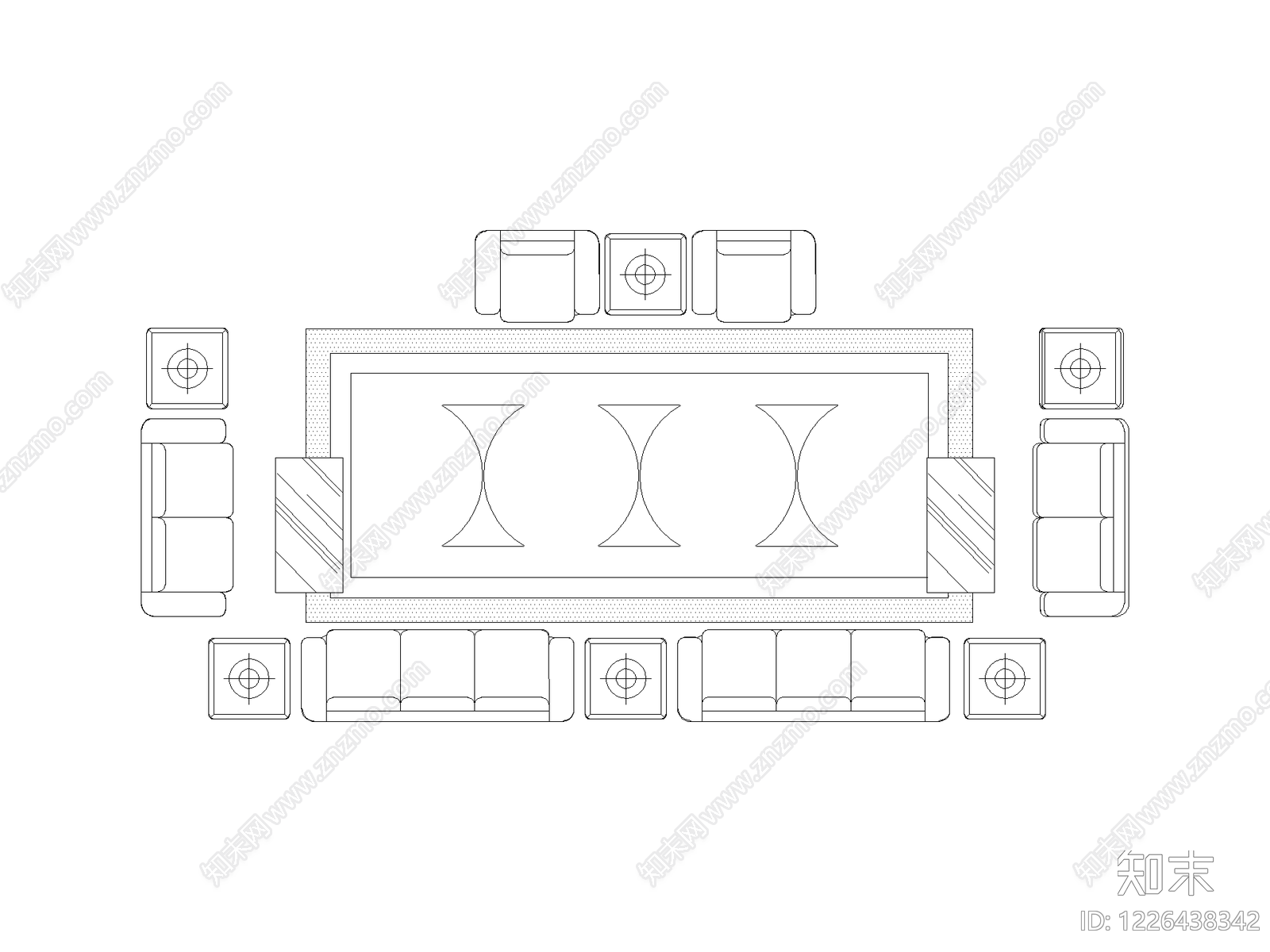 工装办公家具图块cad施工图下载【ID:1226438342】