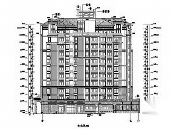 某十二层欧式商住楼建筑施工图cad施工图下载【ID:166445169】