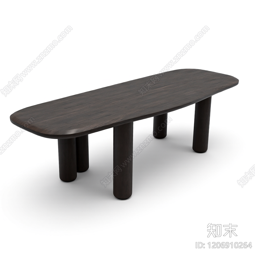 深色木纹餐桌3D模型下载【ID:1206910264】