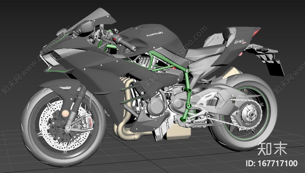 川崎忍者h2r摩托车CG模型下载【ID:167717100】