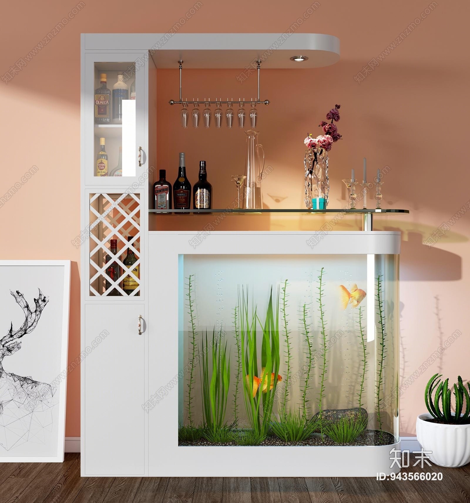 现代鱼缸水族3D模型下载【ID:943566020】