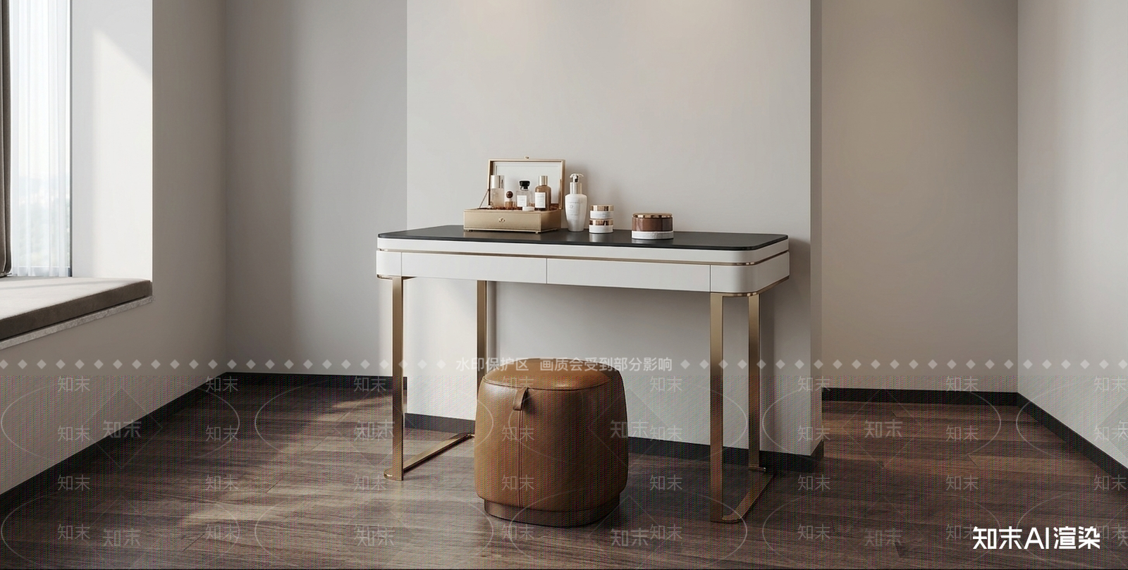 白色梳妆台梳妆台3D模型下载【ID:1227517401】