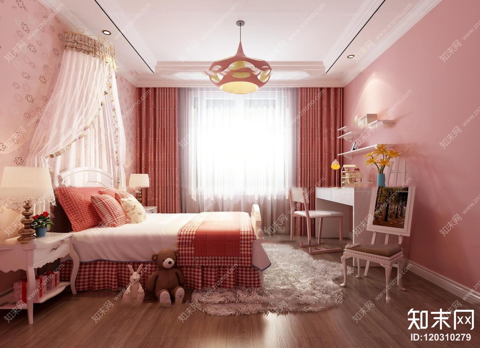 欧式儿童公主房3D模型下载【ID:120310279】