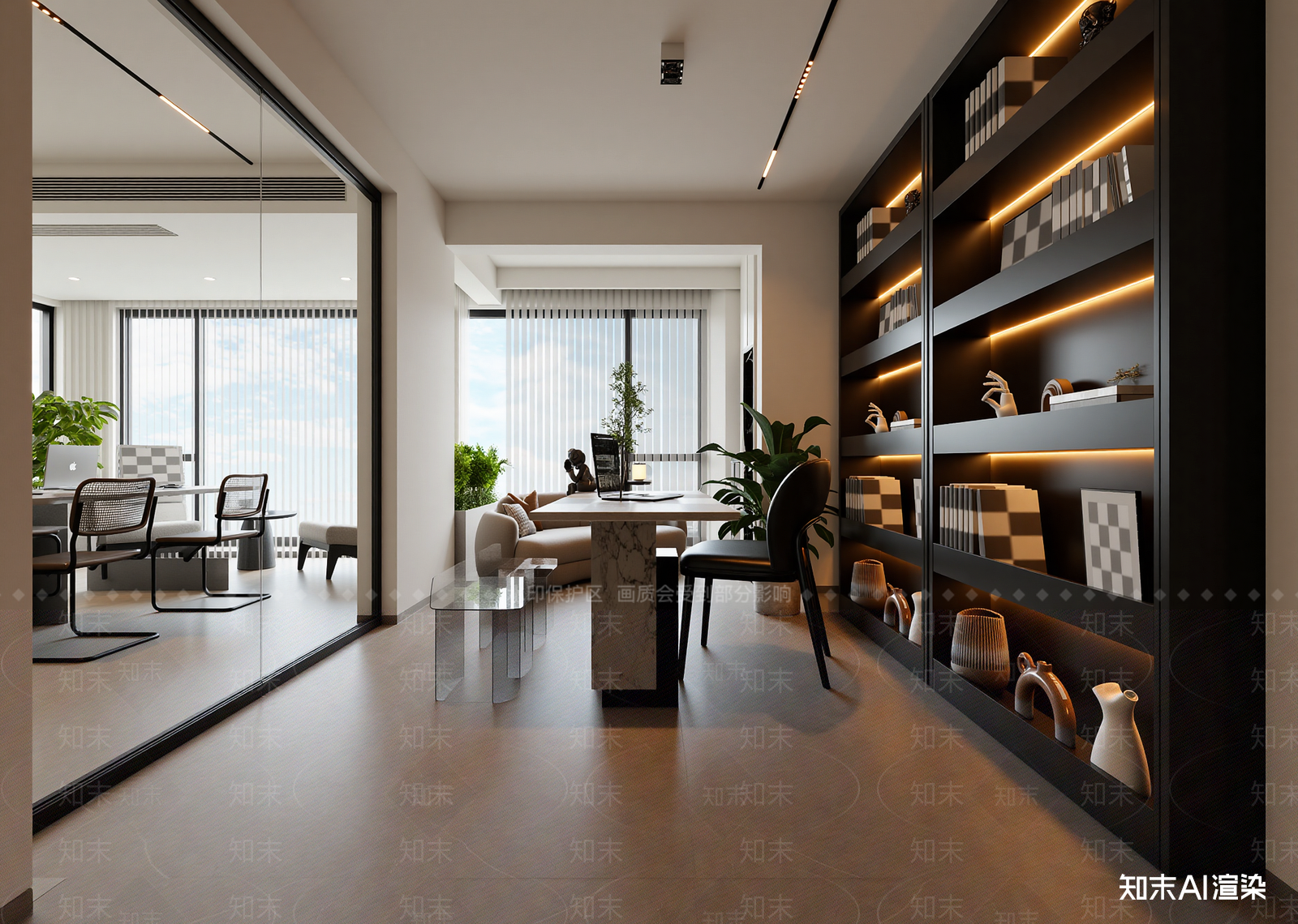 现代办公大厅3D模型下载【ID:1214429521】