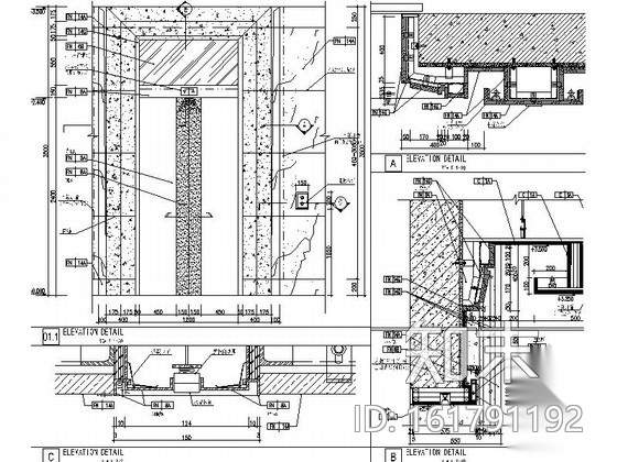 [河北]某五星级豪华酒店电梯厅室内装修施工图cad施工图下载【ID:161791192】