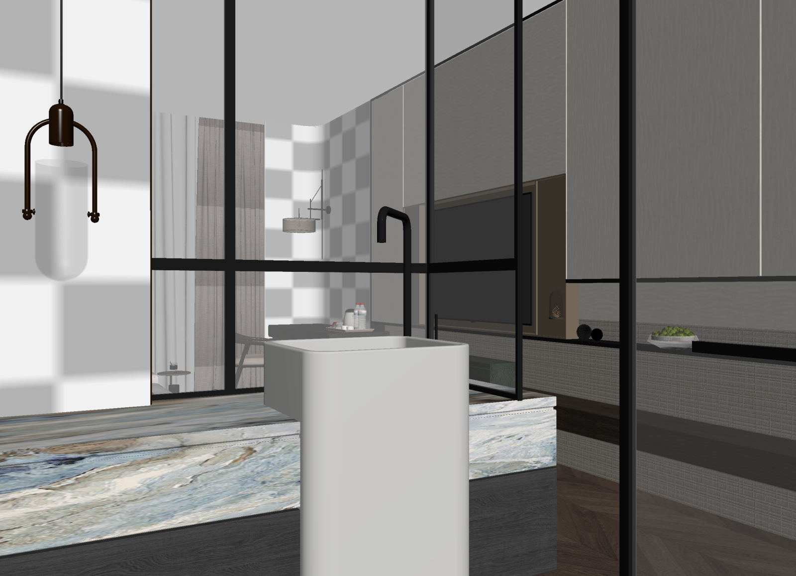 新中式开放式厨房3D模型下载【ID:1214661128】