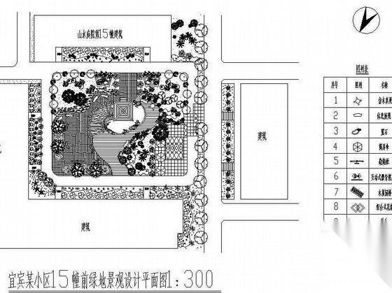 宜宾某小区15幢前绿地景观设计施工图施工图下载【ID:161084165】