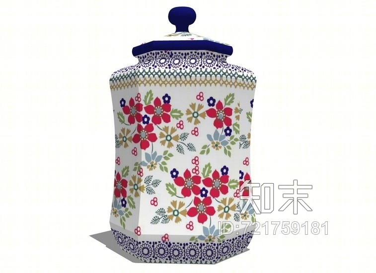 中式陶瓷储物罐SU模型下载【ID:721759181】