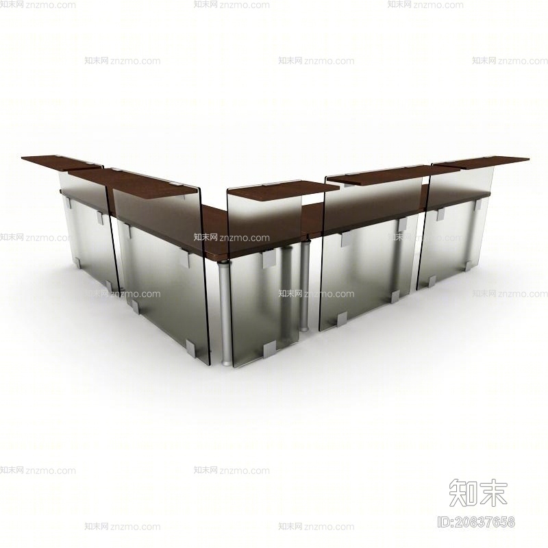现代玻璃前台桌3D模型下载【ID:20837658】