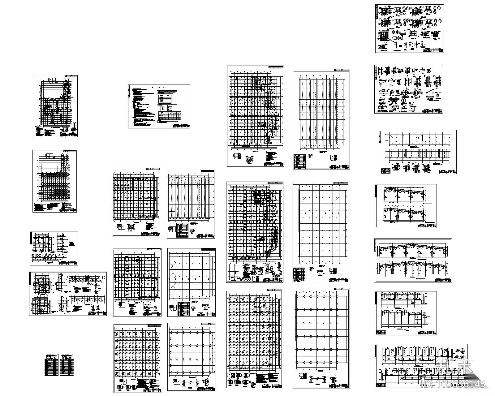 某多跨钢结构厂房结构全套施工图（CAD）施工图下载【ID:165636145】