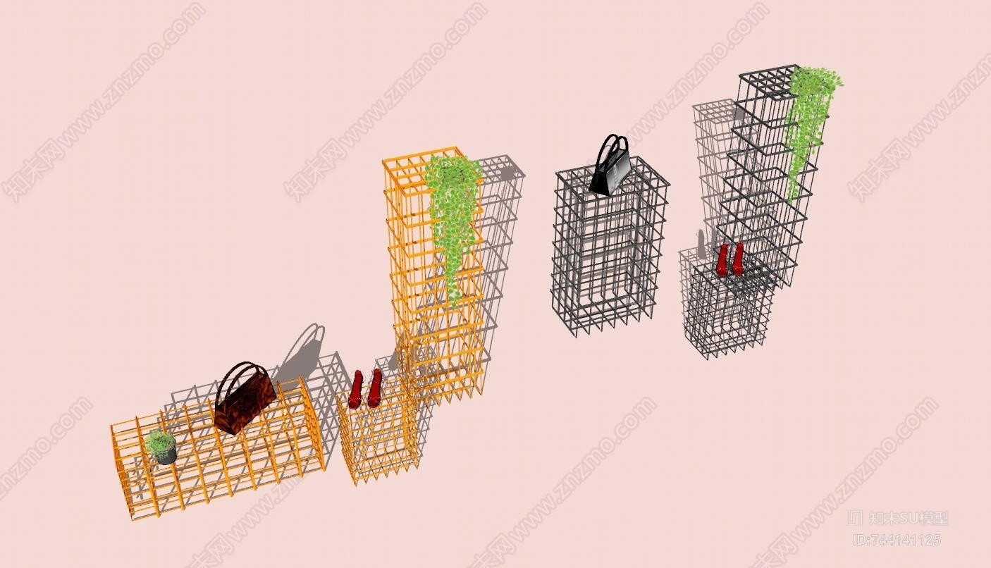现代商品展示架SU模型下载【ID:744141125】