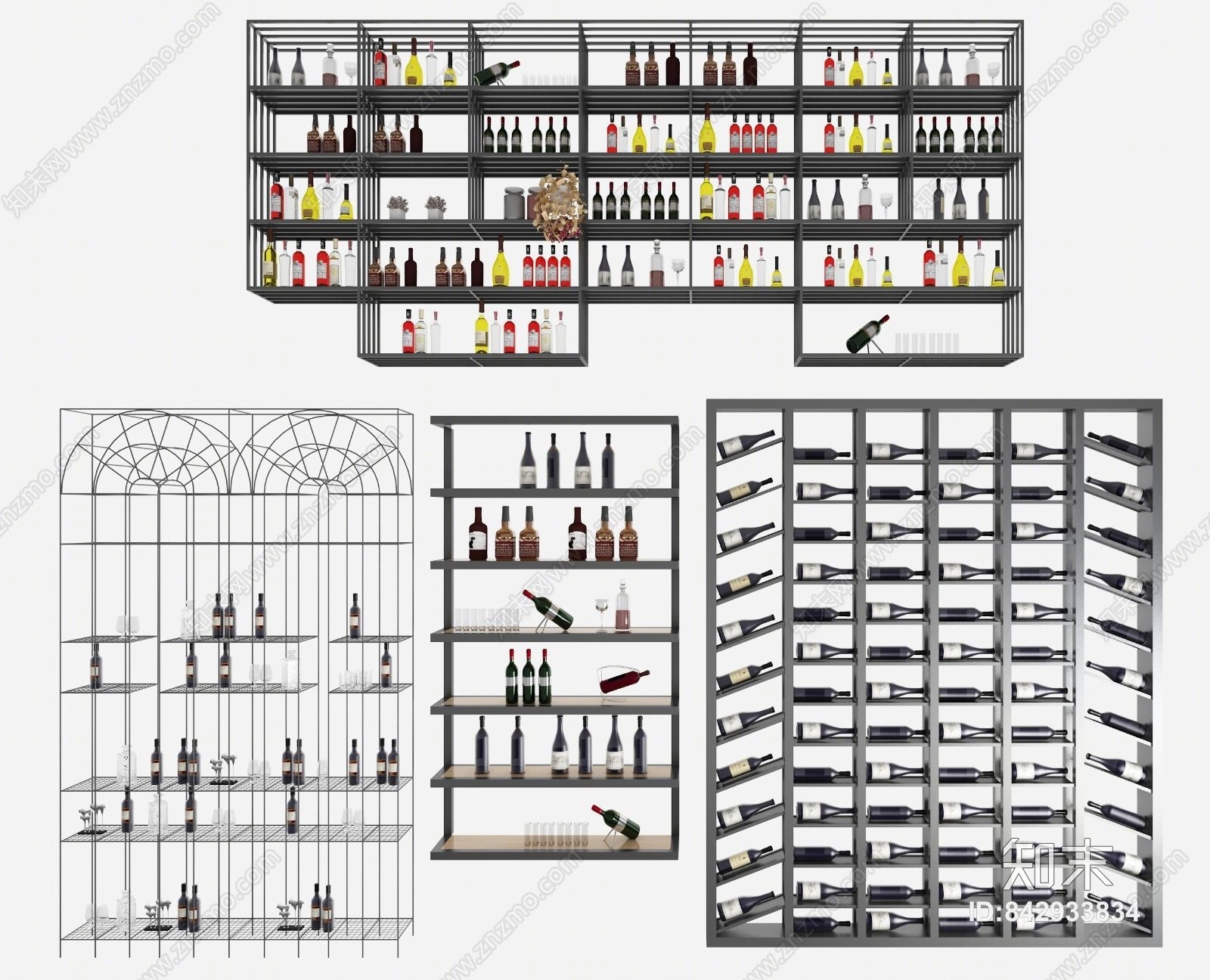 工业风金属铁艺酒架3D模型下载【ID:842933834】