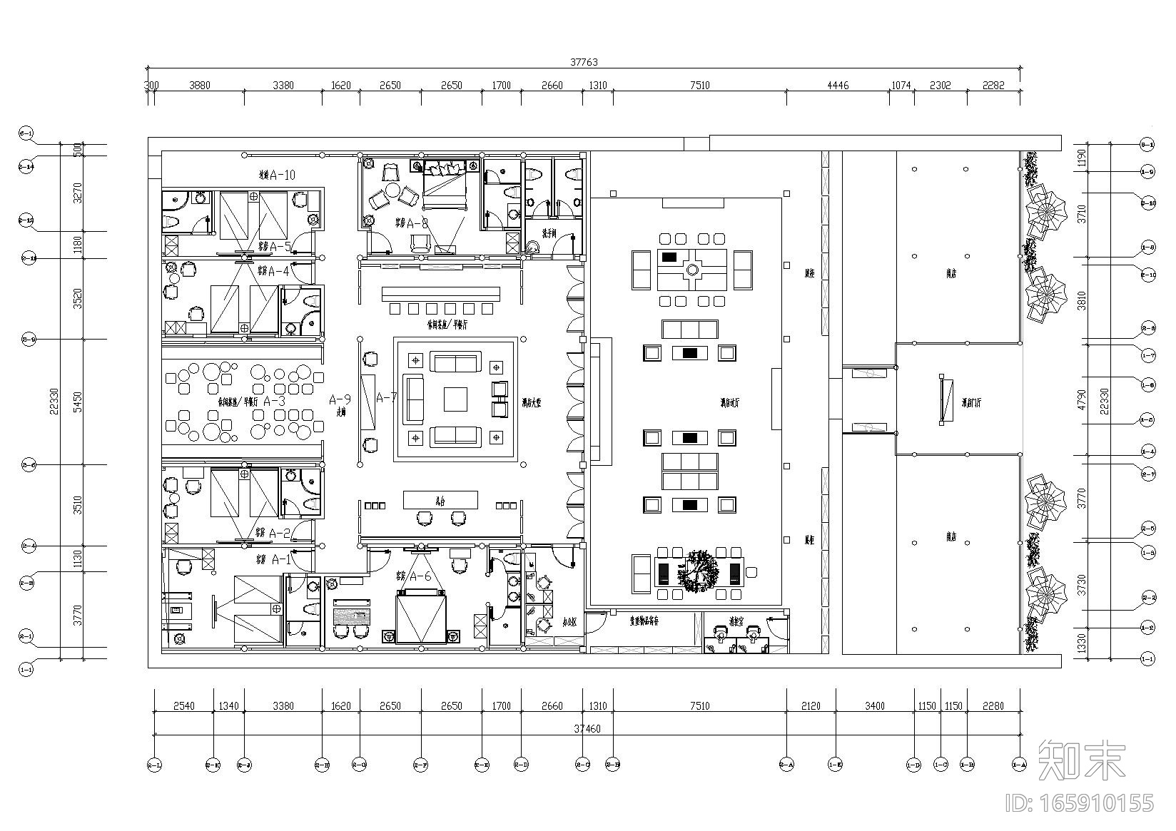 [福建]泉州安民客栈装修工程施工图+效果图施工图下载【ID:165910155】