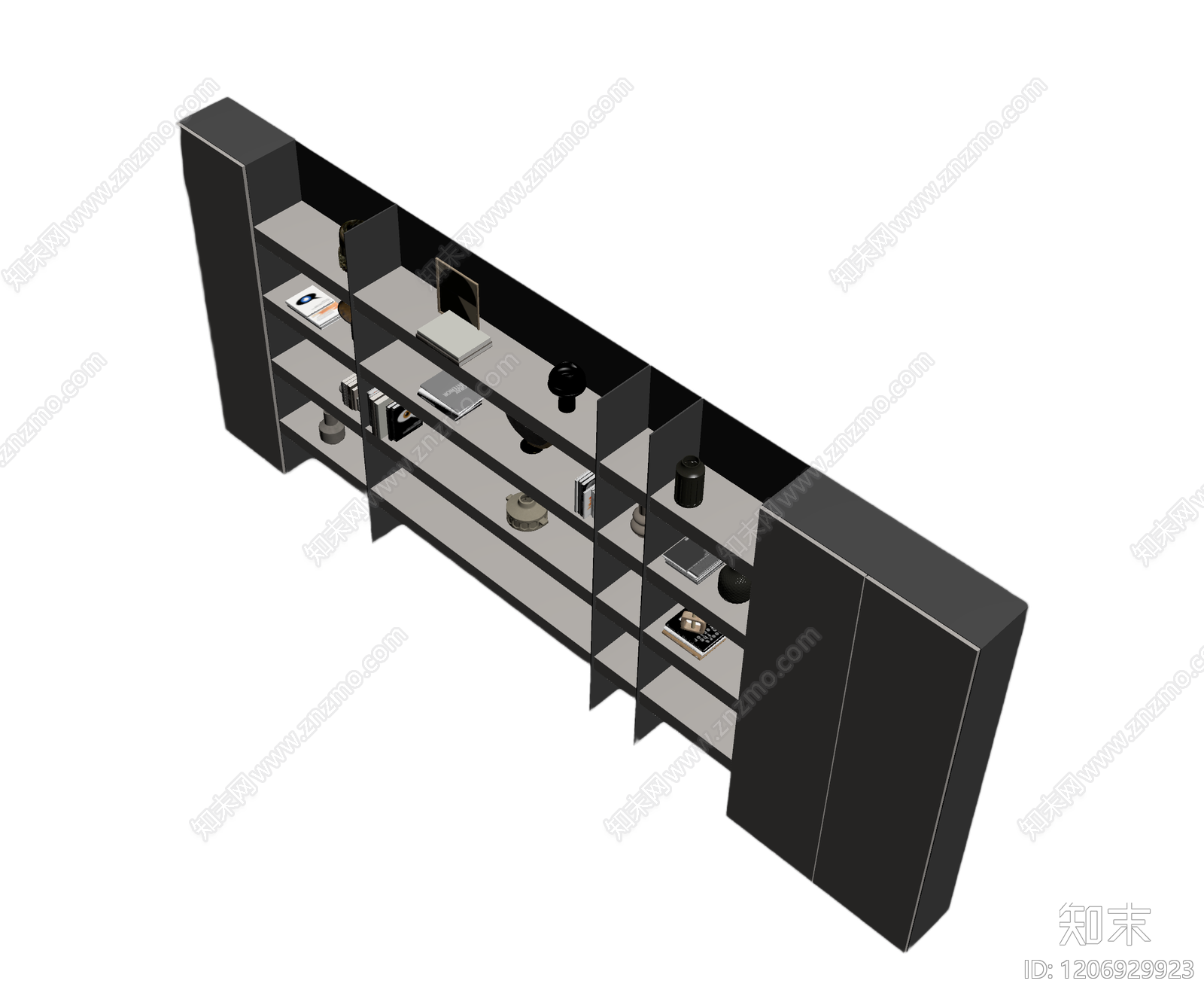 组合书架装饰组件3D模型下载【ID:1206929923】