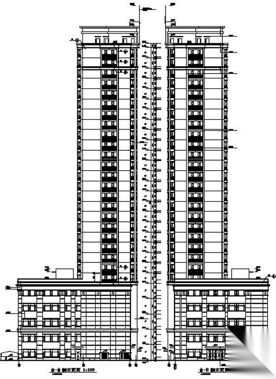 [通河县]某二十六层高层商住楼建筑施工图cad施工图下载【ID:160719198】