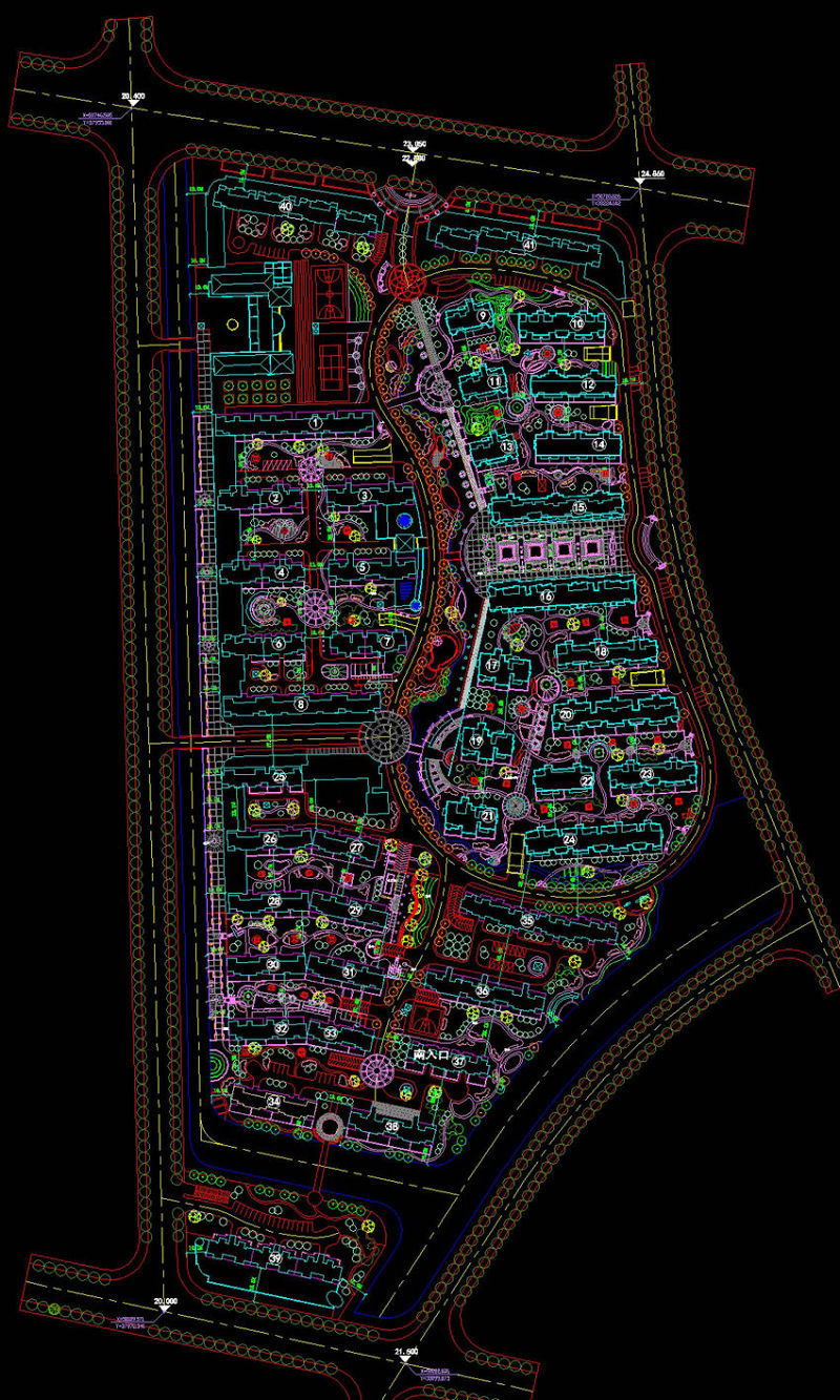 多层小区景观cad图纸素材施工图下载【ID:149693115】