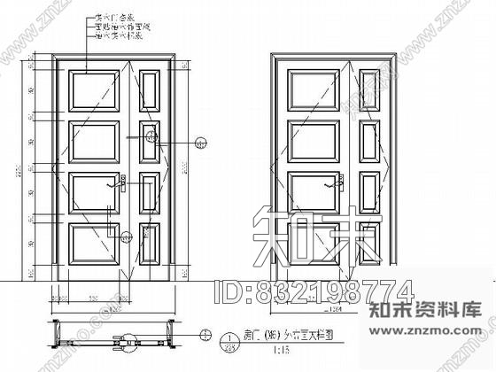 图块/节点柚木实木线门详图cad施工图下载【ID:832198774】