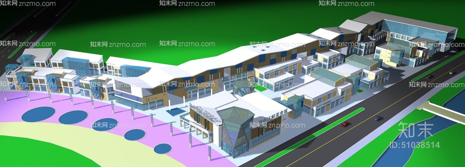 户外沿街商业街1983D模型下载【ID:51038514】