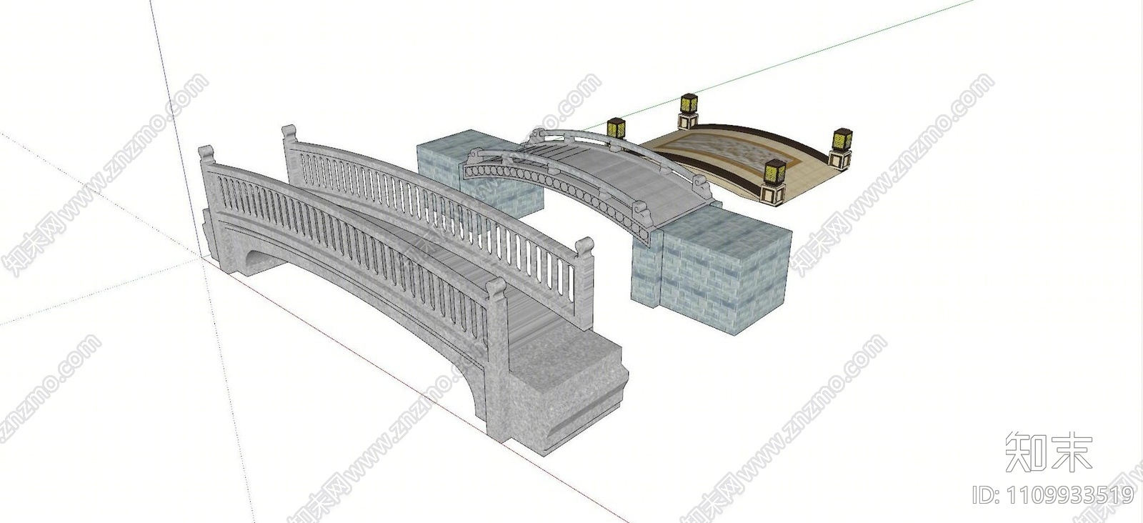 中式景观桥SU模型下载【ID:1109933519】