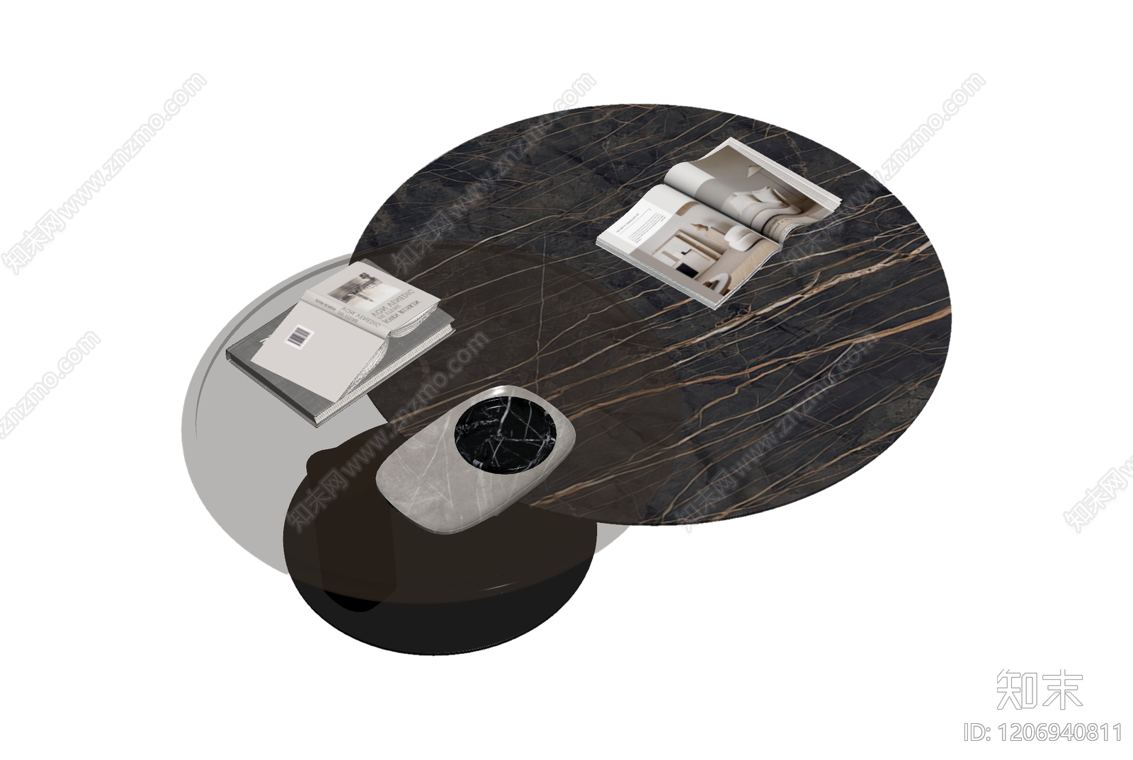 大理石茶几组合3D模型下载【ID:1206940811】