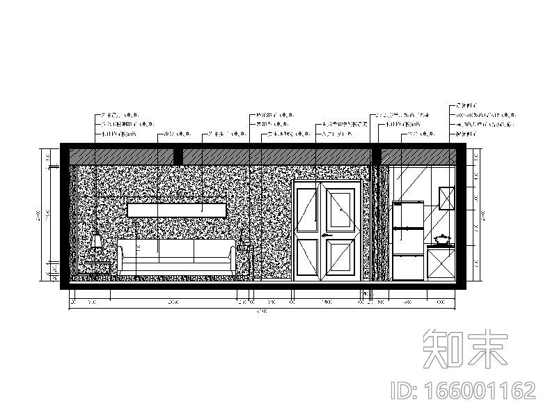 七套现代风格样板房设计CAD施工图（含效果图）施工图下载【ID:166001162】