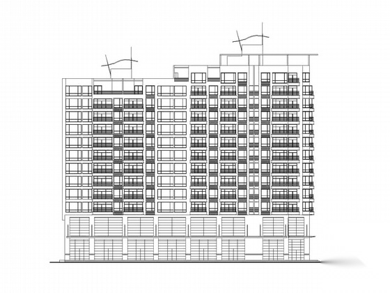 某十二层社会保险中心（办公+住宅）建筑施工图cad施工图下载【ID:164862190】