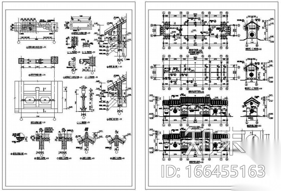 楹联亭建筑施工图cad施工图下载【ID:166455163】