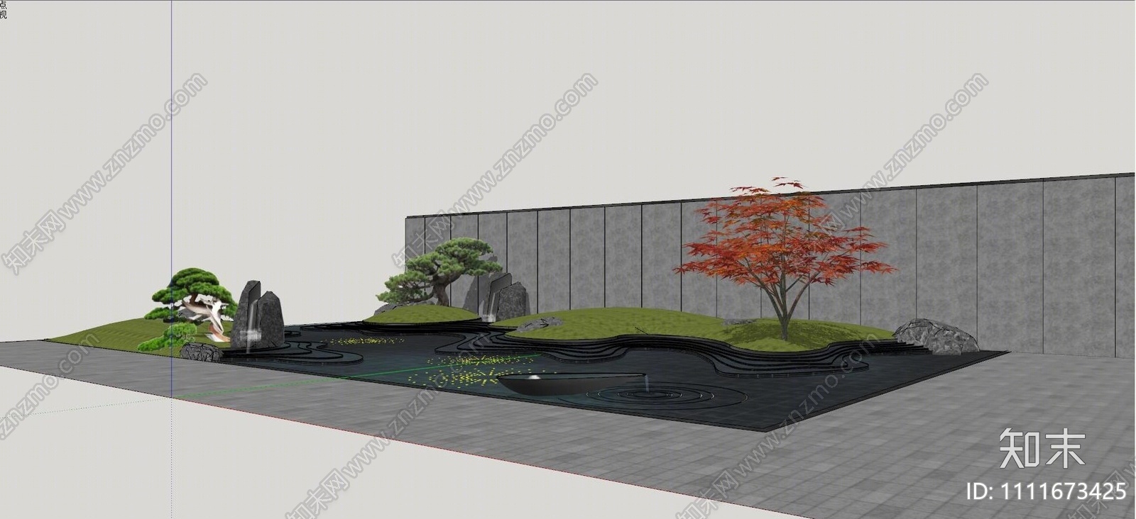 新中式水景SU模型下载【ID:1111673425】