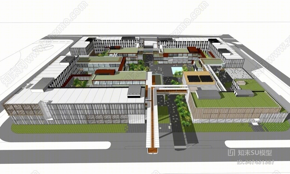 现代产业园区SU模型下载【ID:347431387】