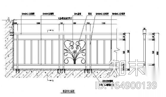 铁艺栏杆立面图施工图下载【ID:164900139】