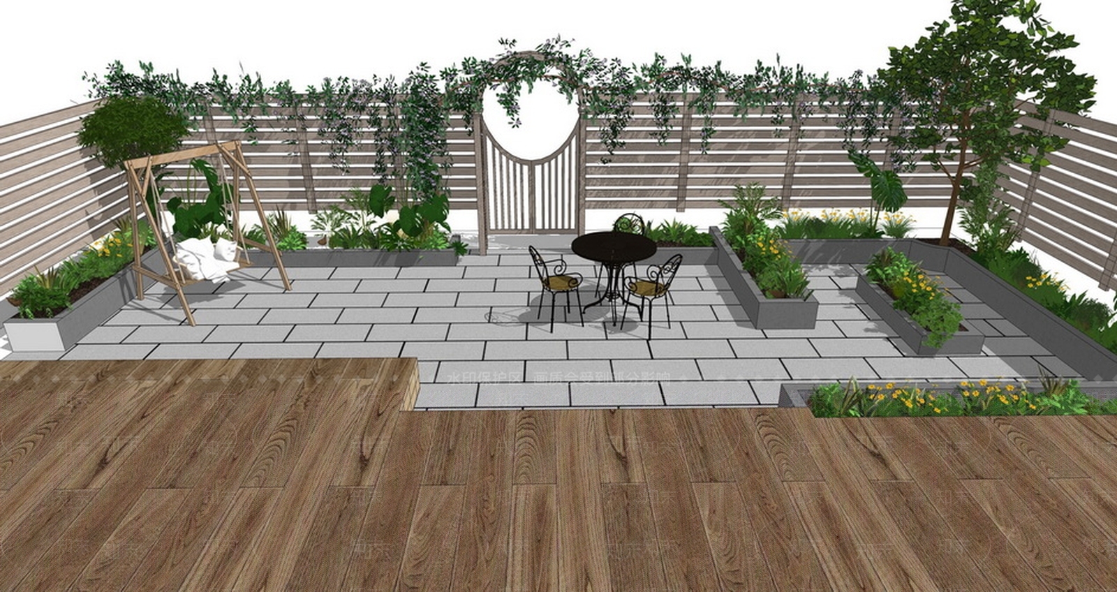 农村庭院花架秋千椅SU模型下载【ID:162767192】