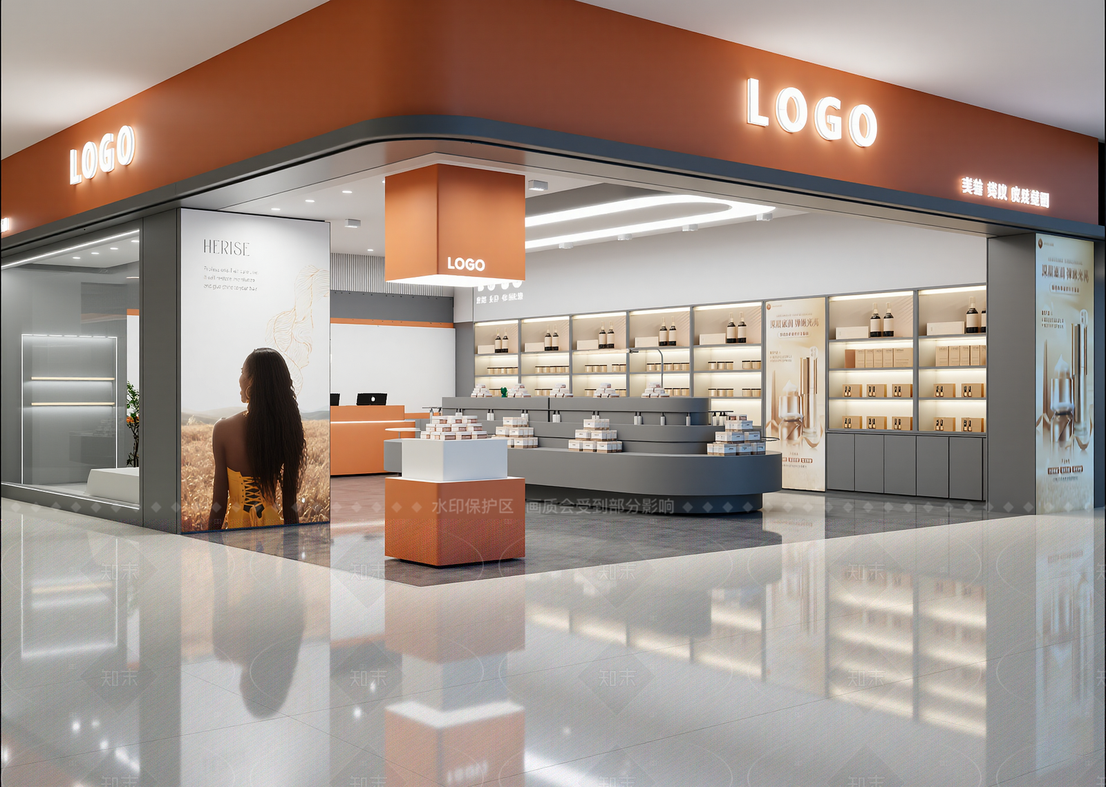 现代化妆品展台3D模型下载【ID:1214960845】