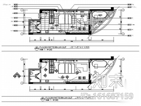 小巧现代风格一居室小户型室内装修施工图施工图下载【ID:161687159】