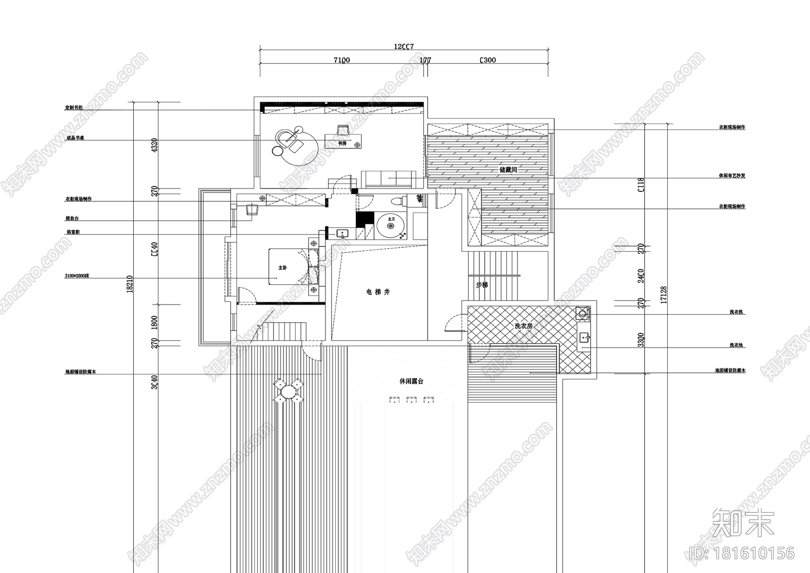 青岛丽海馨苑五居室住宅装修施工图+效果图cad施工图下载【ID:181610156】