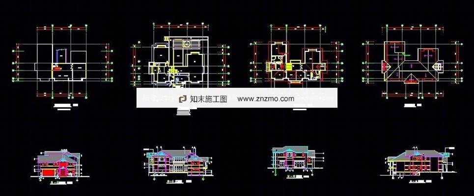 六款别墅建筑图-设计方案cad施工图下载【ID:36950765】