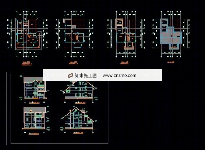 六款别墅建筑图-设计方案cad施工图下载【ID:36950765】