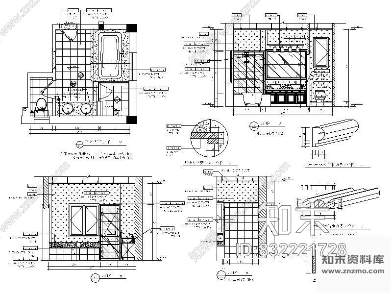图块/节点主卧卫生间立面图施工图下载【ID:832221728】