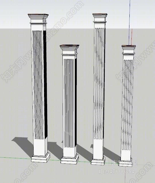 现代风格装饰柱SU模型下载【ID:947000854】