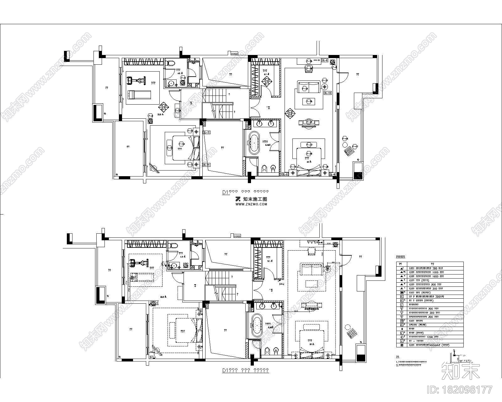 深圳香蜜湖D1型别墅CAD施工图套图，别墅CAD建筑图纸下载cad施工图下载【ID:182098177】