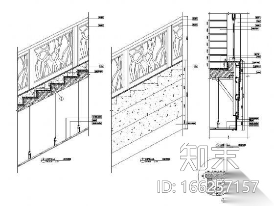 大堂铁艺楼梯详图cad施工图下载【ID:166257157】