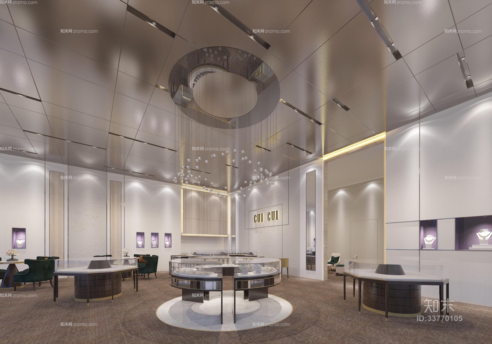 现代珠宝首饰展厅3D模型下载【ID:33770105】