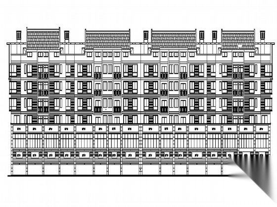 某沿街六层商住楼建筑施工图cad施工图下载【ID:165733169】