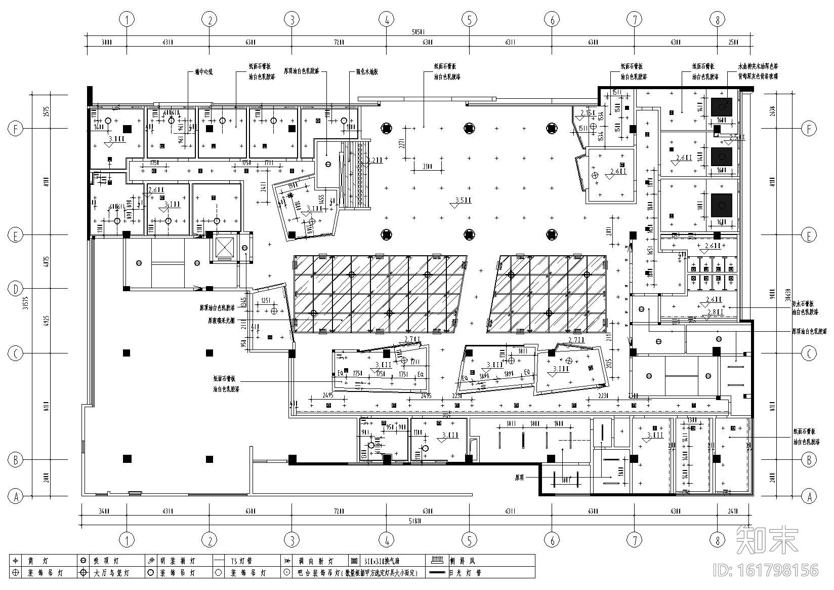 [武汉]1185㎡现代会所​空间装饰设计施工图cad施工图下载【ID:161798156】