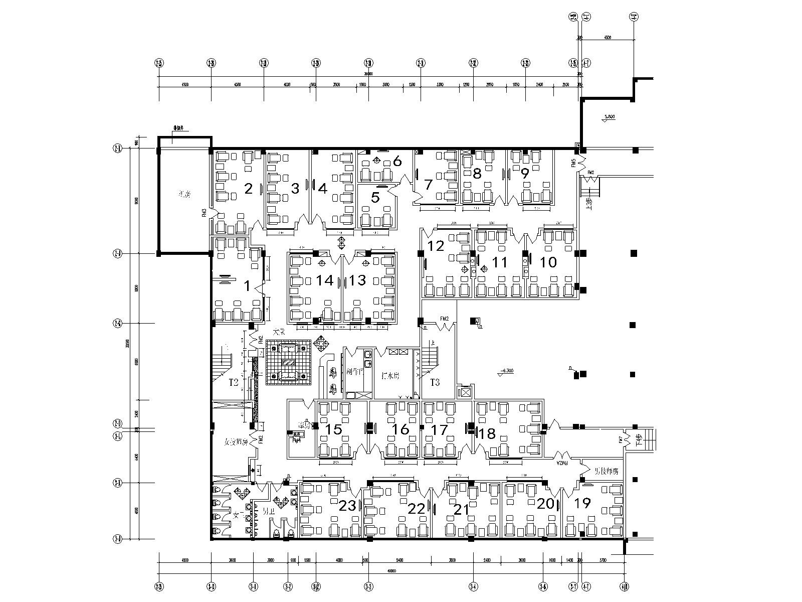 某沐足城足浴中心装修施工图cad施工图下载【ID:160709188】