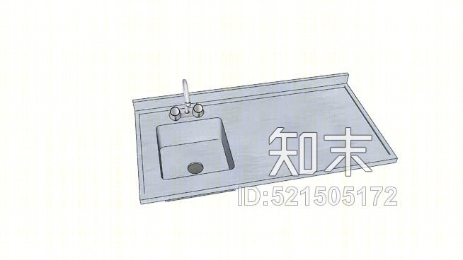 现代不锈钢厨房水槽SU模型下载【ID:521505172】