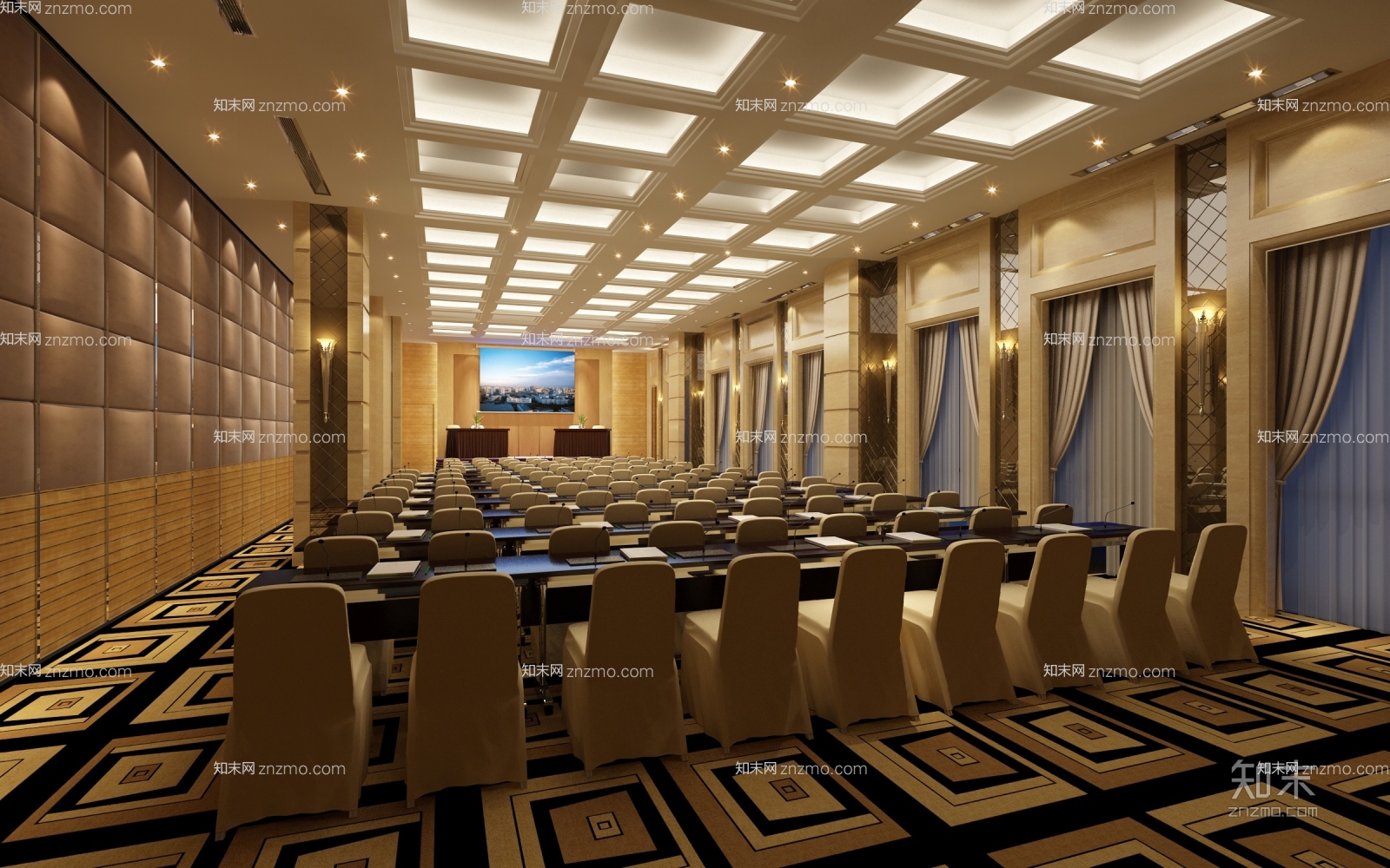 现代风报告厅大堂模型3D模型下载【ID:55876121】