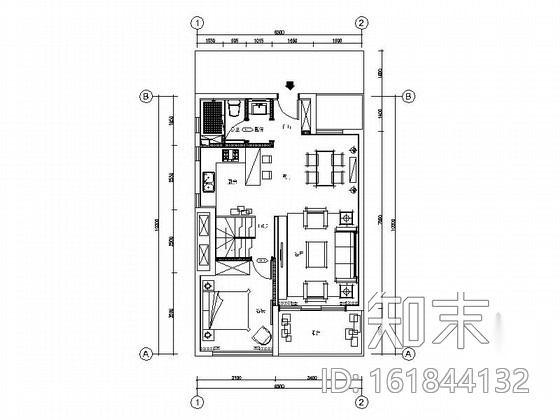 [上海]SOHO风格两层别墅样板房室内装修施工图cad施工图下载【ID:161844132】