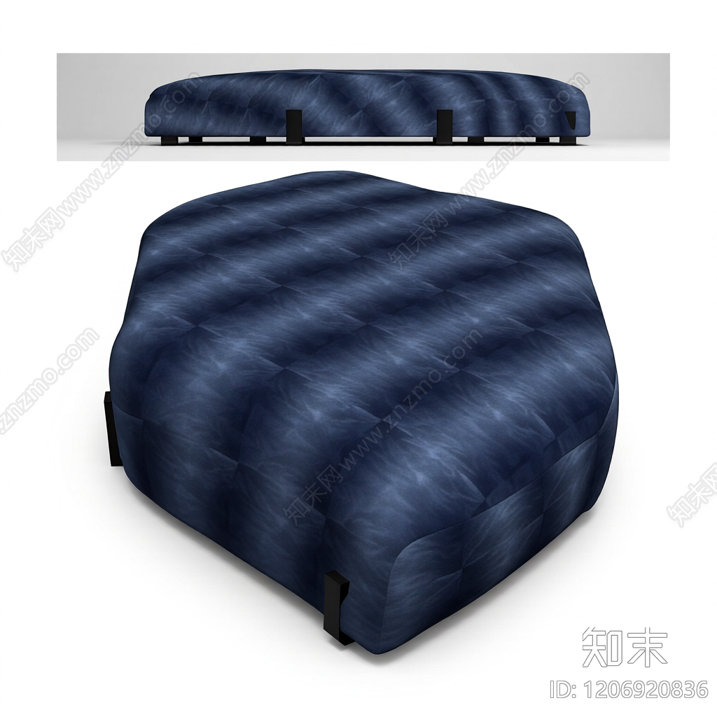 深蓝绒布脚凳3D模型下载【ID:1206920836】