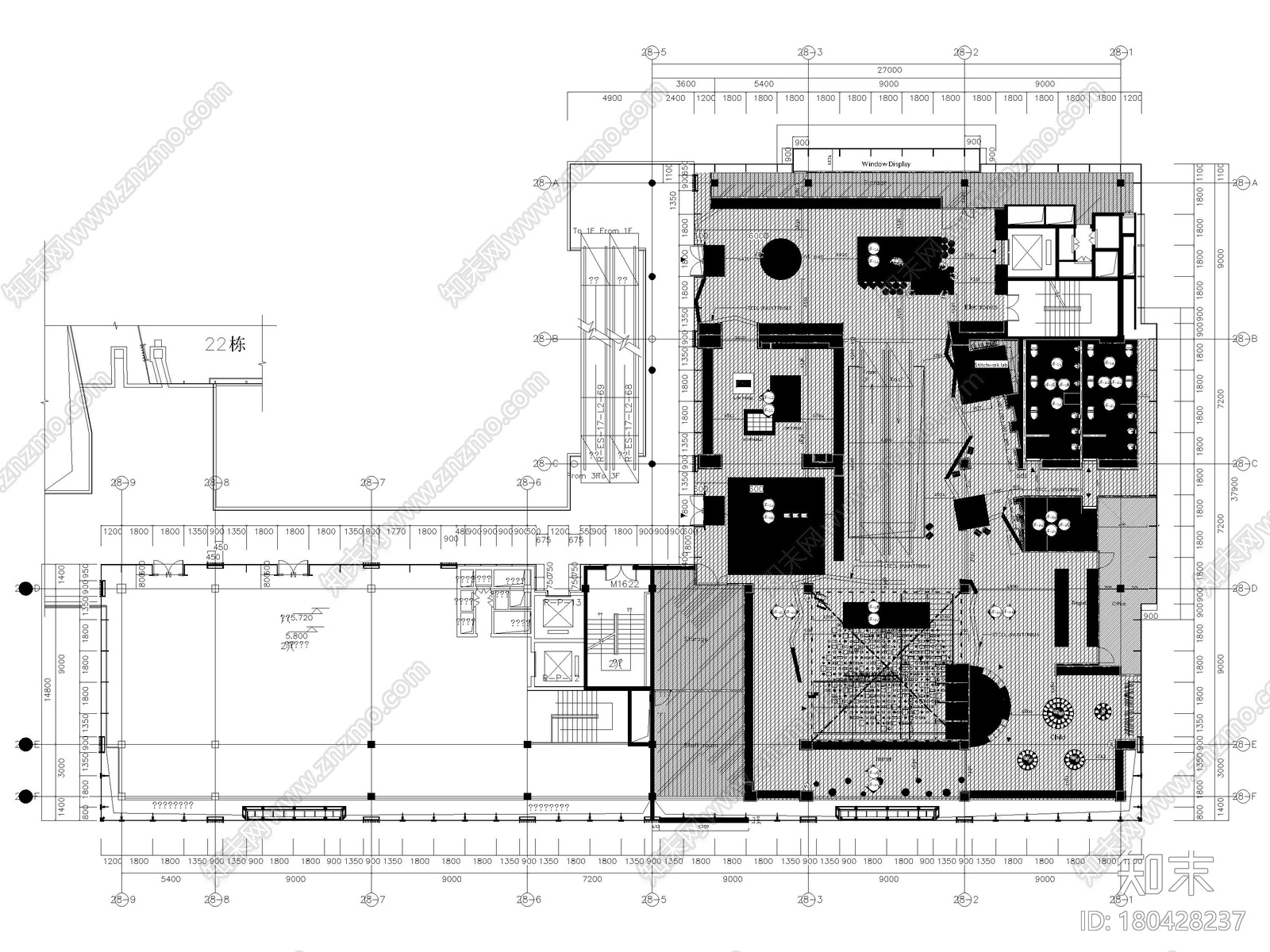 [成都]三层MUJI旗舰店室内设计施工图+摄影cad施工图下载【ID:180428237】