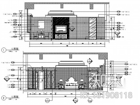 [内蒙古]高档欧式风格酒店会所客房装修CAD施工图（含效...cad施工图下载【ID:161908118】